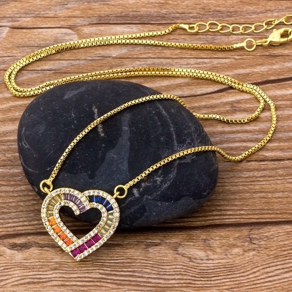 Beautiful Rainbow Heart Necklace - Picture 2 of 5